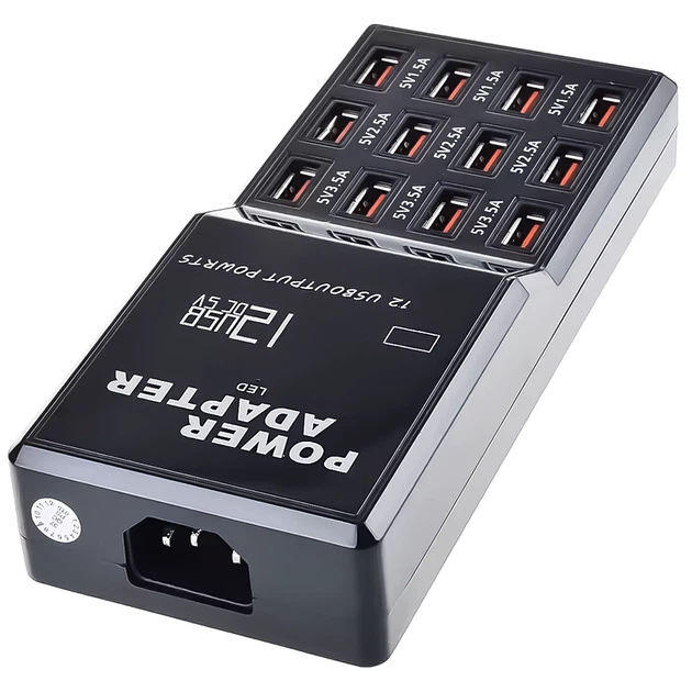 Зарядное устройство Addap WLX-858 на 12 USB портов 60W черное - Фото 11 Зарядное устройство Addap WLX-858 на 12 USB портов 60W черное - изображение 11