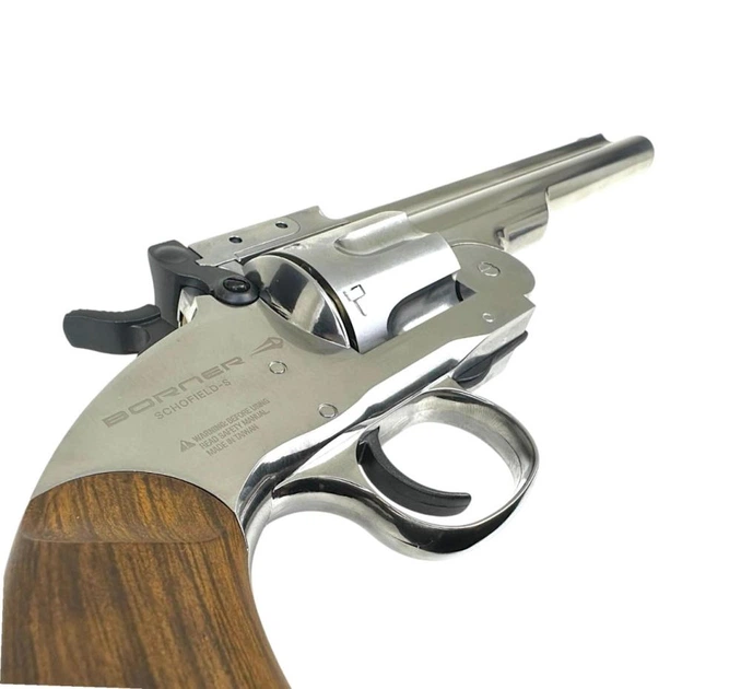 Пневматический револьвер Borner Schofield Silver cal 4.5 mm/Pellets+BBs - изображение 3