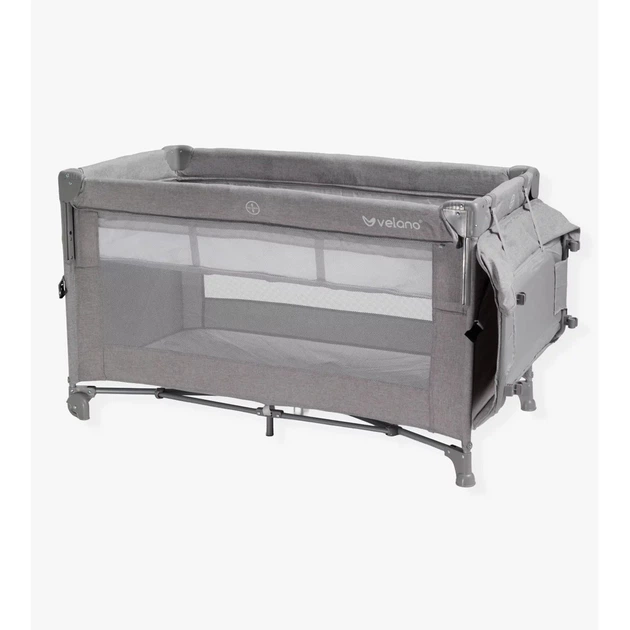 Детская кровать-манеж VELANO TINO Light Grey с вторым ярусом и пеленатором, приставная до 15 кг - изображение 4