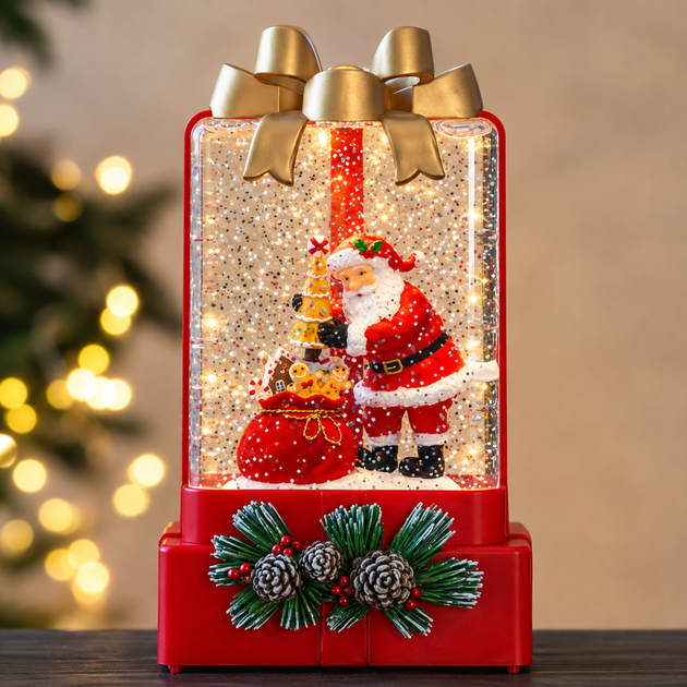 Новогодний ночник XMAS WDL-25010A с LED-подсветкой и снегопадом, 17,9 см - изображение 4