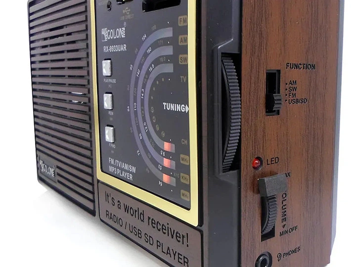 Радіоприймач FM аналоговий портативний Golon RX-9933UAR акумуляторний USB MicroSD 215х70х135мм Brown - Фото 3 Радіоприймач FM аналоговий портативний Golon RX-9933UAR акумуляторний USB MicroSD 215х70х135мм Brown - зображення 3