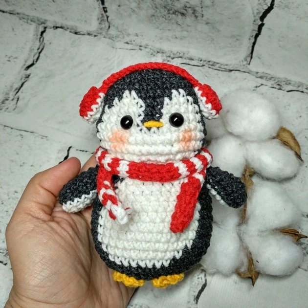 Мягкая игрушка ручной работы вязаная амигуруми Hand Made Пингвин 12 см 218-7 - Фото 2 Мягкая игрушка ручной работы вязаная амигуруми Hand Made Пингвин 12 см 218-7 - изображение 2