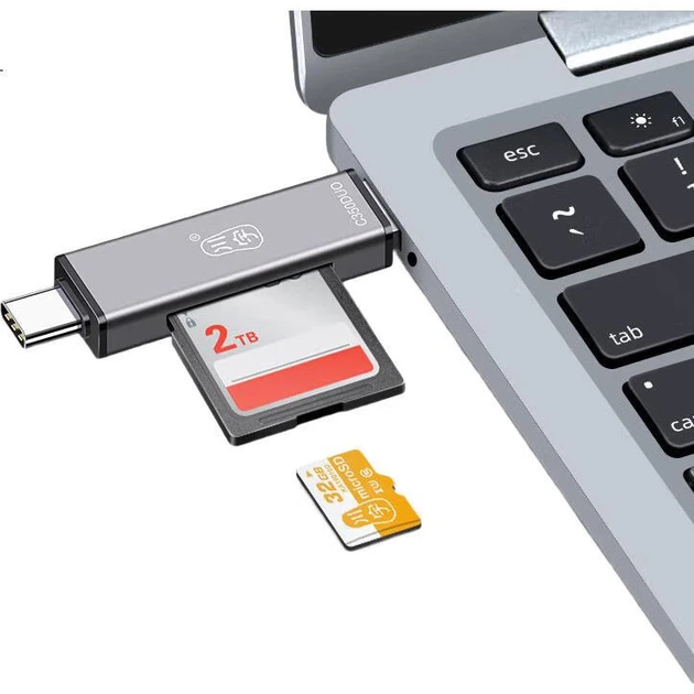 Chuanyu [Двухкарточный кардридер двойного назначения] USB/Type-C 3.0 Высокоскоростной многофункциональный кардридер для камер, телефонов, компьютеров, дронов DJI, карманных кардридеров - изображение 2