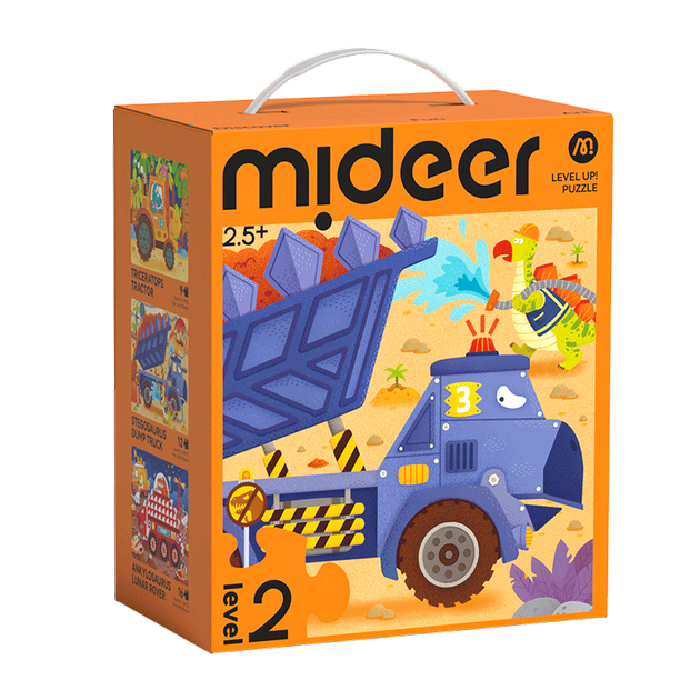 MiDeer Advanced Puzzle, паперовий пазл великих елементів для раннього розвитку малюків, рівень 2 - Інженерія динозаврів (версія з сумкою для зберігання), дитячий подарунок - изображение 2