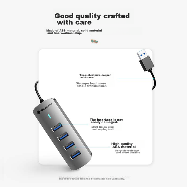 Док-станция расширения Yottamaster USB3.0 Hub, высокоскоростной 4-портовый концентратор, многопортовый адаптер для ноутбука, удлинительный кабель, 0,15 метра. - Фото 11 Док-станция расширения Yottamaster USB3.0 Hub, высокоскоростной 4-портовый концентратор, многопортовый адаптер для ноутбука, удлинительный кабель, 0,15 метра. - изображение 11