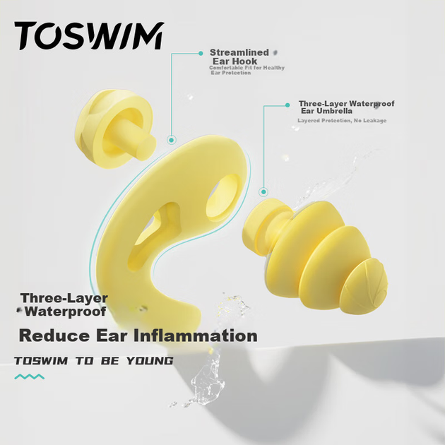 Беруши для плавания TOSWIM, удобные, водонепроницаемые, плотно прилегают к ушному каналу, водостойкие, для купания и детей, стильные, с зеркальным эффектом. - изображение 7