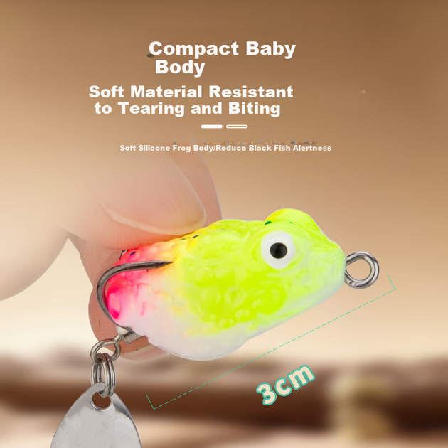 Штучна приманка Kemailei Micro Toadfish 3 см 3 г для далекого закидання, блешня для риби-змієголовки, набір біонічних приманок - изображение 5