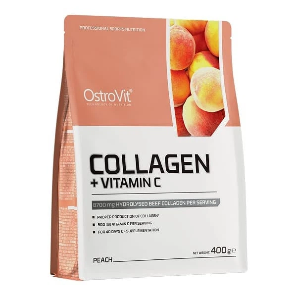 Коллаген OstroVit Collagen + Vitamin C 400 грамм Вкус Персик - Фото 1 Коллаген OstroVit Collagen + Vitamin C 400 грамм Вкус Персик - изображение 1