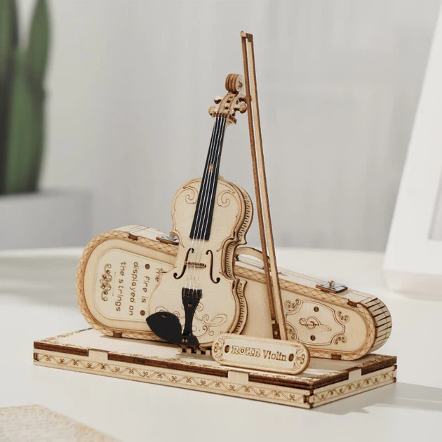 ROKR скрипка 3D пазл DIY ремесло складання іграшка музичний інструмент модель для дорослих та дітей подарунок на день народження - изображение 5