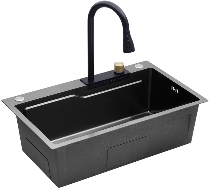 Кухонна мийка Kroner KRP Schwarze - SET7546HM PVD (3.0/0.7 мм) - зображення 5