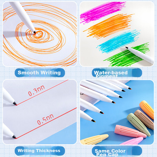 Набор цветных гелевых ручек Monami New P3000 Fiber Pen, на водной основе, акварельная ручка, ручка для контурирования, ручка для ведения записей, 24 цвета в коробке, 04009Z24-R - Фото 7 Набор цветных гелевых ручек Monami New P3000 Fiber Pen, на водной основе, акварельная ручка, ручка для контурирования, ручка для ведения записей, 24 цвета в коробке, 04009Z24-R - изображение 7