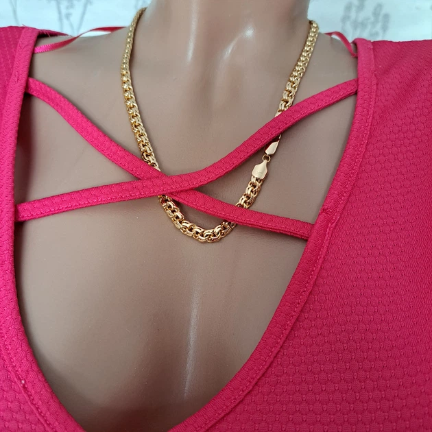 Ланцюжок Xuping Бісмарк 6.5 мм 50 см Позолота 18K - Фото 3 Ланцюжок Xuping Бісмарк 6.5 мм 50 см Позолота 18K - изображение 3