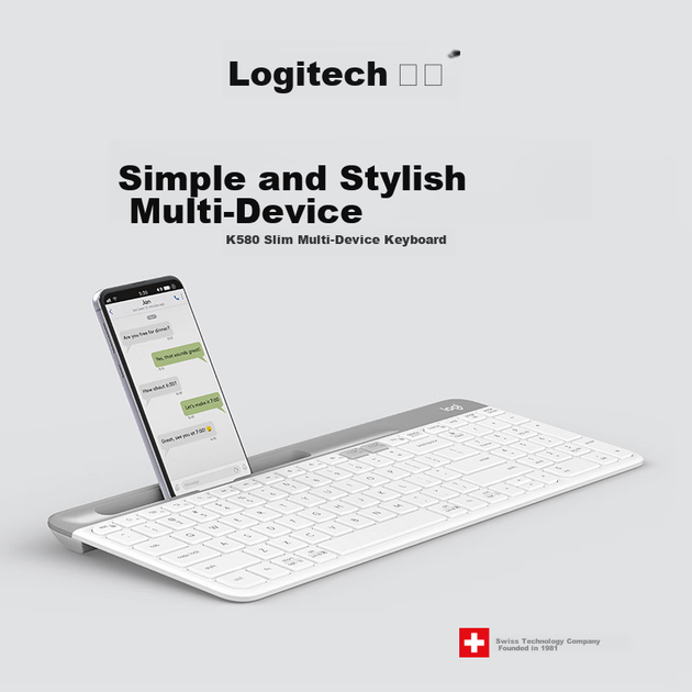 Беспроводная Bluetooth-клавиатура Logitech Stylish Series K580 для офиса, портативная ультратонкая клавиатура для ноутбука и планшета, цвет Starry Gray, 101 клавиша. - изображение 7