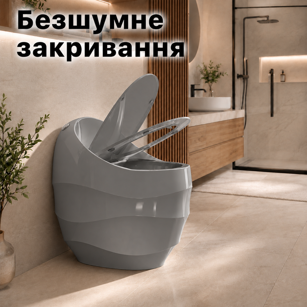 Унитаз премиальный серый керамический уникальные унитазы дизайнерские стильный luxury унитаз авторский Asans 8631 - изображение 4