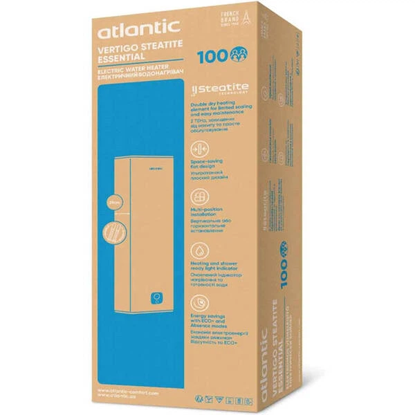 Водонагрівач побутовий електричний Atlantic Vertigo Steatite Essential 100 MP-080 2F 220G 1500W 851443 80 л - зображення 8