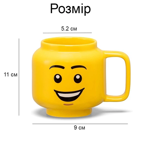 Чашка кружка для напитков голова минифигурки в стиле LEGO Man 250 мл керамическая желтая (LB-239013) - изображение 5