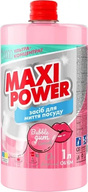 Засіб для миття посуду Maxi Power Бабл Гам запаска 1 л - Фото 1 Засіб для миття посуду Maxi Power Бабл Гам запаска 1 л - изображение 1