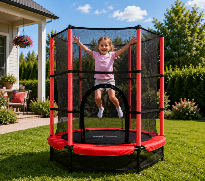Батут дитячий TILLY BT-RJ-0072 червоний діаметр 140 см до 100 кг - Фото 4 Батут дитячий TILLY BT-RJ-0072 червоний діаметр 140 см до 100 кг - изображение 4