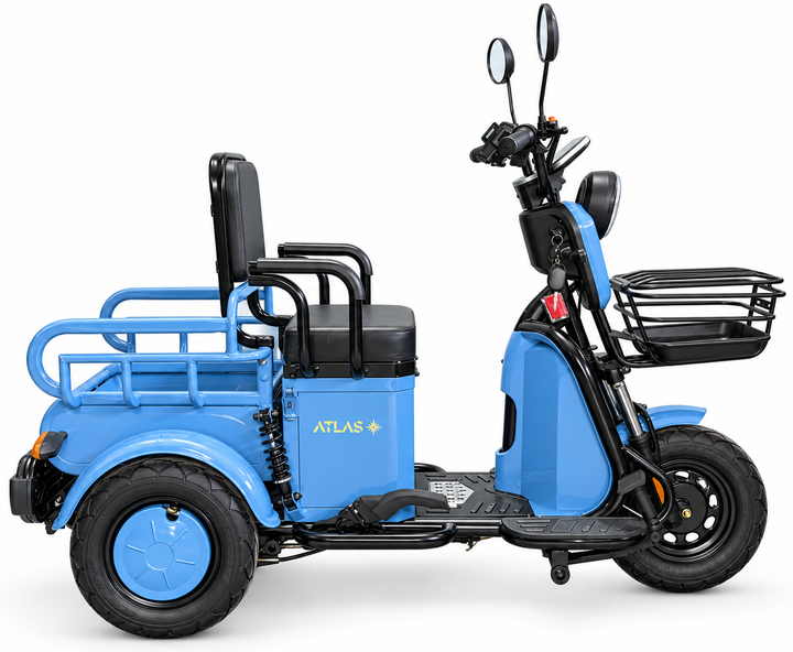 Электроскутер трехколесный ATLAS Ant 800W Blue - Фото 3 Электроскутер трехколесный ATLAS Ant 800W Blue - изображение 3