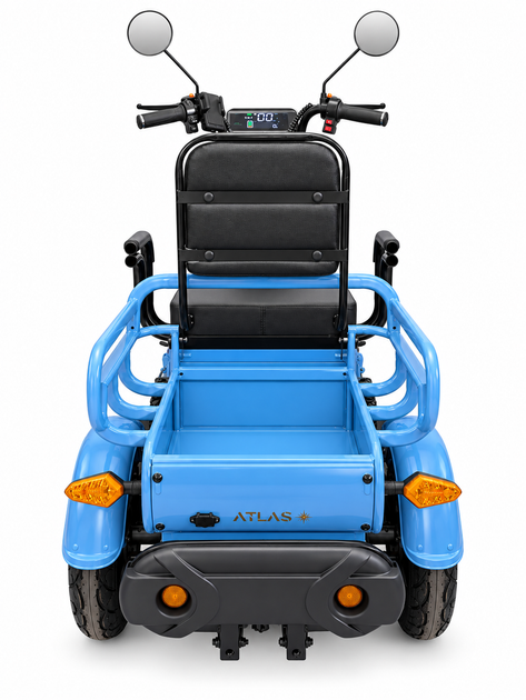 Электроскутер трехколесный ATLAS Ant 800W Blue - Фото 8 Электроскутер трехколесный ATLAS Ant 800W Blue - изображение 8