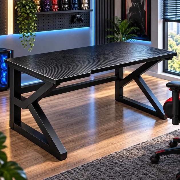 Игровой компьютерный стол геймерский 100×60×72,5 см Черный (md-17918) - изображение 4