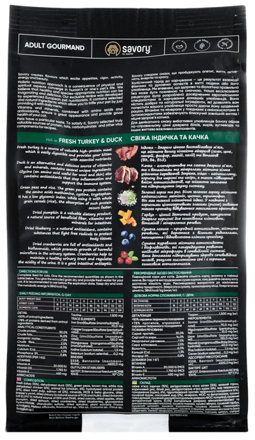 Сухий корм для кішок Savory зі свіжим м'ясом індички та качкою 400 г (30044) (4820232630044) - зображення 2