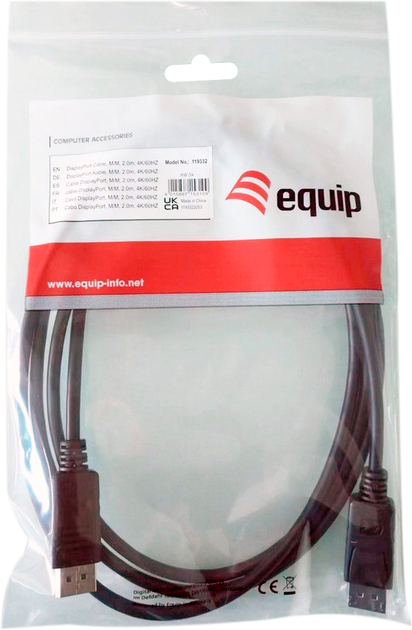 Kabel Equip DisplayPort 1.2 2 m Black (4015867153109) - Zdjęcie 2 Kabel Equip DisplayPort 1.2 2 m Black (4015867153109) - obraz 2
