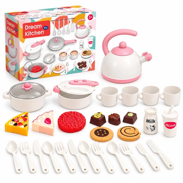 Игровой набор посуды и продуктов Dream Kitchen 28 предметов 503-2 Розовый 73571 - Фото 2 Игровой набор посуды и продуктов Dream Kitchen 28 предметов 503-2 Розовый 73571 - изображение 2