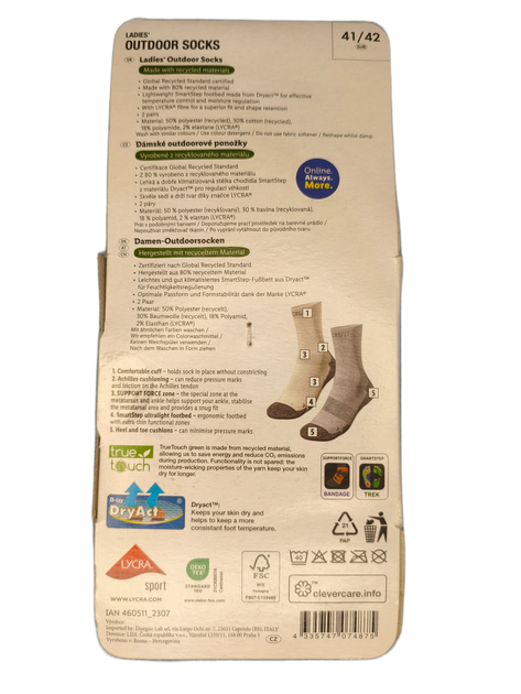 Женские трекинговые носки Outdoor Socks Crivit Premium 41-42р 2 пары - изображение 2