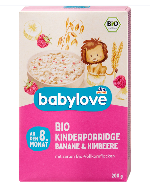 Дитяча вівсяна каша банан-малина Babylove, 200 г - Фото 1 Дитяча вівсяна каша банан-малина Babylove, 200 г - изображение 1