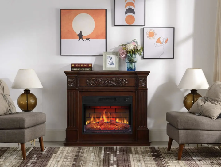 Каминокомплект 1800 Вт до 30 м² russet 23″ с порталом Электрокамин пристенный LED-пламя пульт термостат обогрев для дома - изображение 8