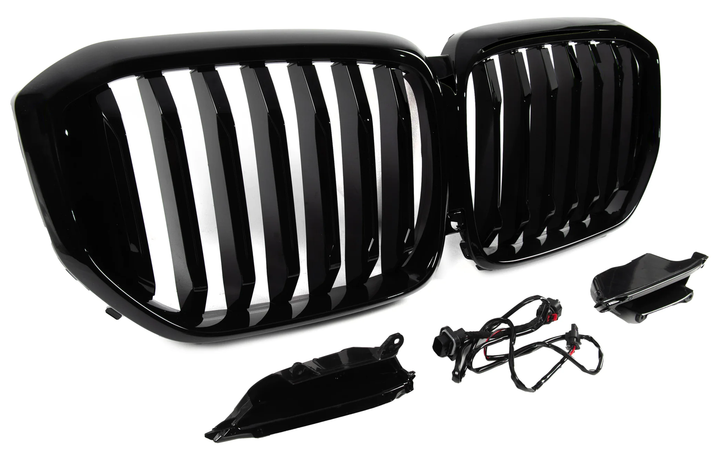 Ноздри решетка радиатора 1 Bar LED черный глянец для BMW X5 G05 2019-2022 гг - изображение 3