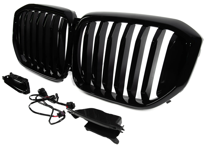Ноздри решетка радиатора 1 Bar LED черный глянец для BMW X5 G05 2019-2022 гг - изображение 4