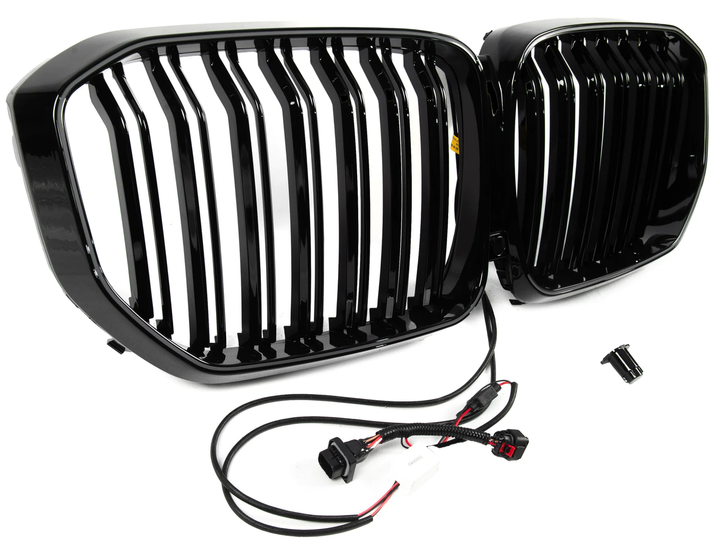 Ноздри решетка радиатора BMW M-Look LED черный глянец для BMW X5 G05 2019-2022 гг - изображение 3