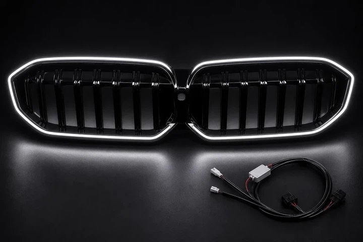 Ноздри решетка радиатора 1-Bar LED черный глянец для BMW 3 серия G20/G21 2022+ - изображение 2