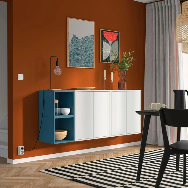 Поєднання настінних шаф ІКЕА EKET 175x35x70 см темно-сіро-блакитний (s69602051) - изображение 2