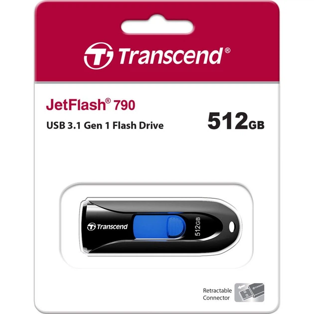 USB флеш накопичувач Transcend 512GB JetFlash 790 Black USB 3.1 (TS512GJF790K) - Фото 4 USB флеш накопичувач Transcend 512GB JetFlash 790 Black USB 3.1 (TS512GJF790K) - зображення 4