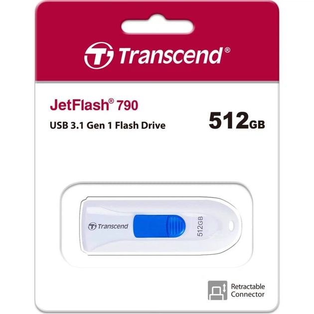 USB флеш накопитель Transcend 512GB JetFlash 790 White USB 3.1 (TS512GJF790W) - изображение 4