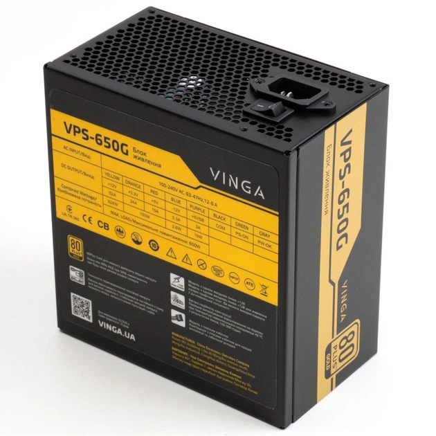 Блок живлення Vinga 650W (VPS-650G) - Фото 2 Блок живлення Vinga 650W (VPS-650G) - зображення 2