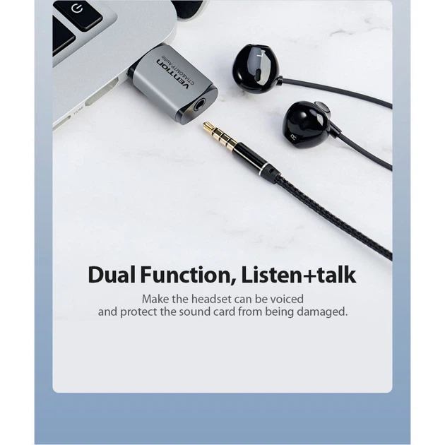 Звуковая плата Vention Audio USB 1х3,5mm jack 4pin Metal (OMTP-CTIA) (CDLH0) - изображение 3