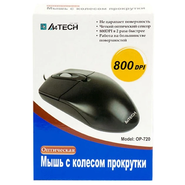 Мишка A4Tech OP-720 Black-PS/2 (4711421699914) - Фото 3 Мишка A4Tech OP-720 Black-PS/2 (4711421699914) - зображення 3
