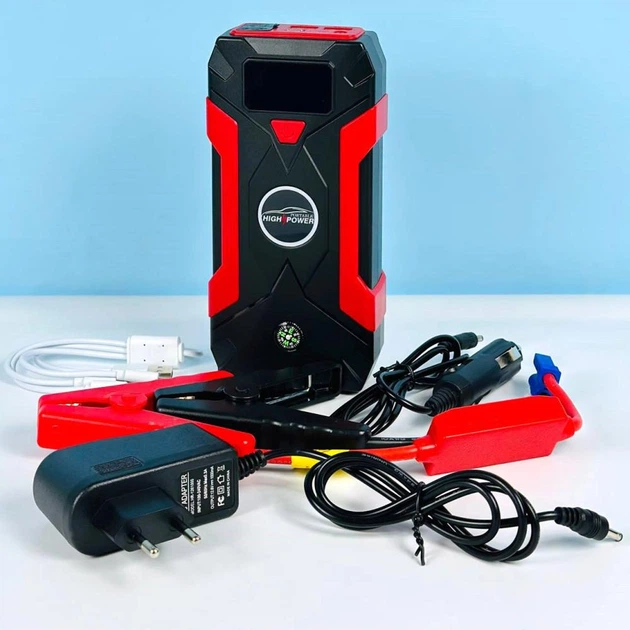 Пускозарядное устройство для авто Бустер QY31 12V 99800mAh 1000A с функцией Павербанка 2USB+Type-C и Компрессора, Черно-красный - изображение 5