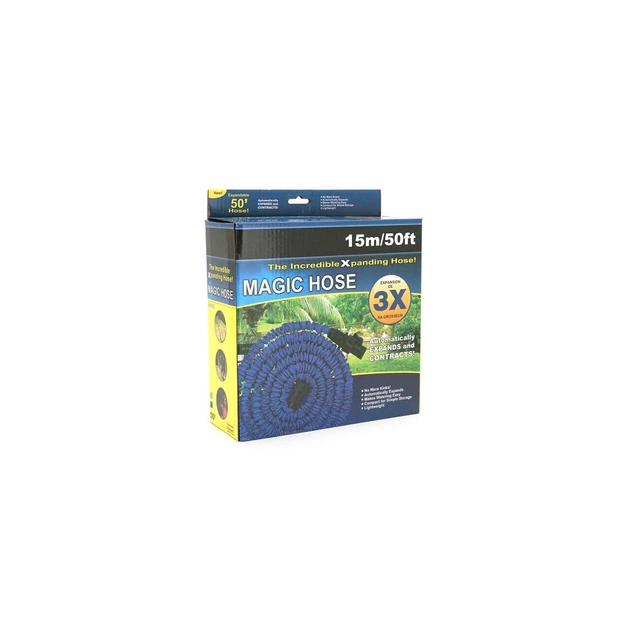 Шланг для поливу Voltronic , 5-15м/50ft, + розпилювач, насадка на кран, Blue, Box (KY-150B) - зображення 2