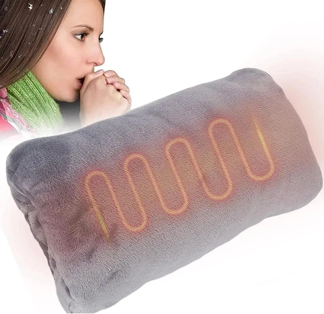 Электрическая грелка-муфта для рук, 30 см, из мягкого флиса, питание от USB, павербанка, из безопасных материалов, серая - Фото 2 Электрическая грелка-муфта для рук, 30 см, из мягкого флиса, питание от USB, павербанка, из безопасных материалов, серая - изображение 2