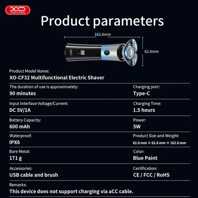 Електробритва XO CF32 Blue - изображение 8