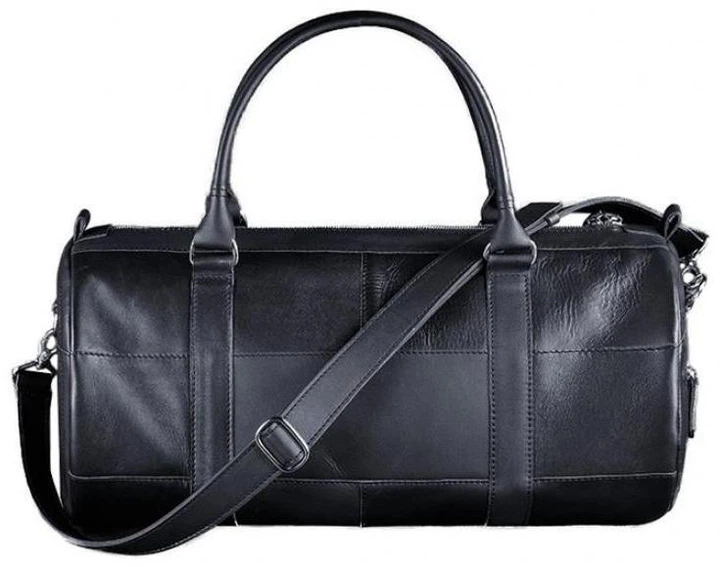 Чоловіча шкіряна дорожня сумка Harper (barrel bag) з натуральної шкіри Krast з ременем темно-синя 59750 - зображення 8