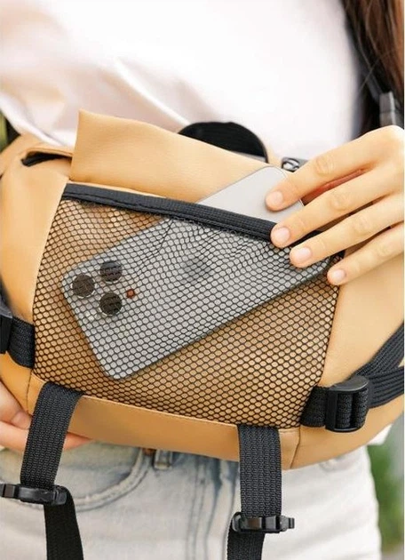 Большая женская поясная сумка бананка из экокожи Sambag DynamicDart бежевая 60521 - Фото 7 Большая женская поясная сумка бананка из экокожи Sambag DynamicDart бежевая 60521 - изображение 7