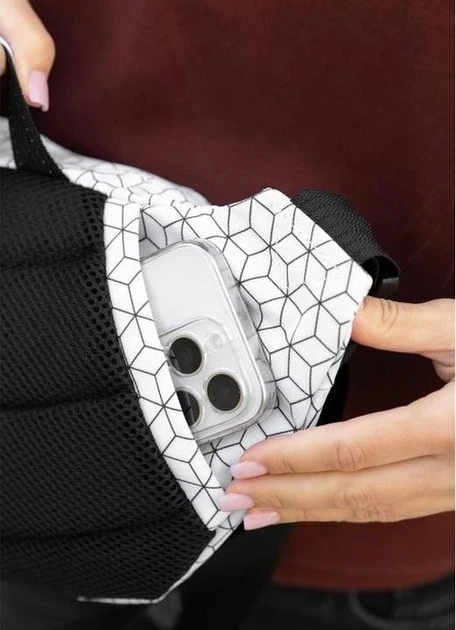 Большая женская поясная сумка бананка тканевая городская Sambag DynamicDart с принтом Square 60512 - изображение 8