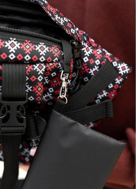 Большая женская поясная сумка бананка тканевая городская Sambag DynamicDart черная с принтом 60516 - изображение 7