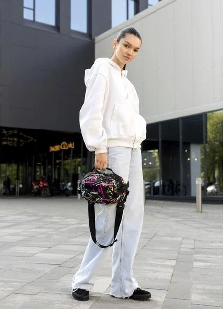 Женская сумка бананка через плечо из полиэстера городская Sambag Flex Pro с принтом ABSTRACT 60505 - изображение 7